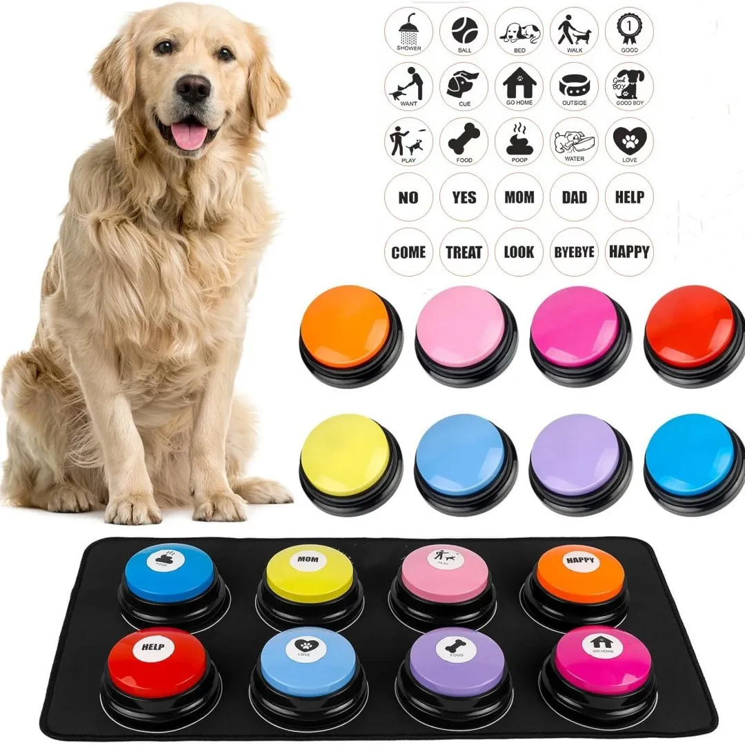 Kingtale Custom Pet Supplies 8 PCS Dog Buttons for Communication Dog Talking Button Set Box Plastic Accept Customized Logo T/T