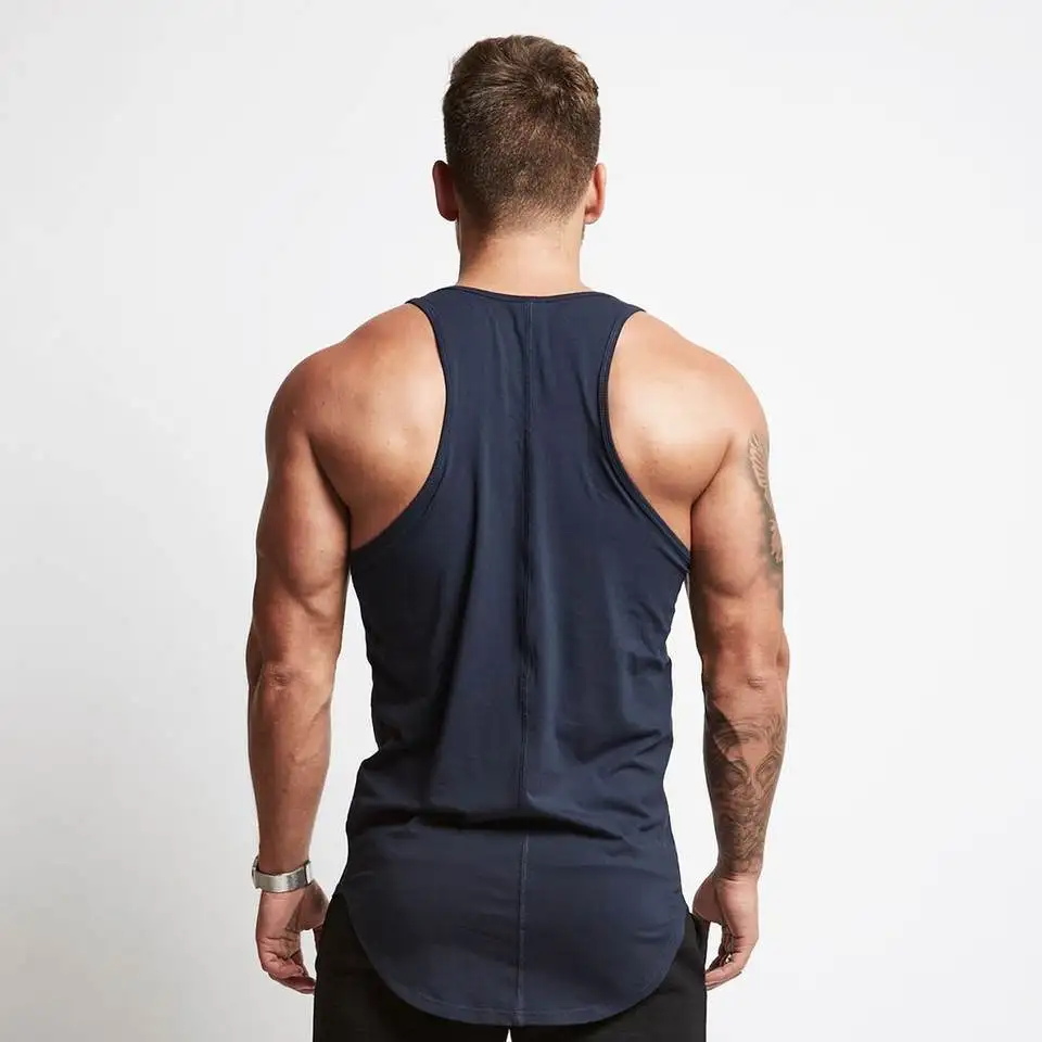 custom cheap Mens vest Tank Top Custom Print Cotton Stringer Gym Fitness Singlet Workout Muscle Bodybuilding Mens Tank Top