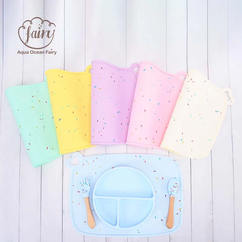 Eco Friendly Waterproof Silicone Baby Placemat Suction Sets Washable Portable Silicone Kid Placemat