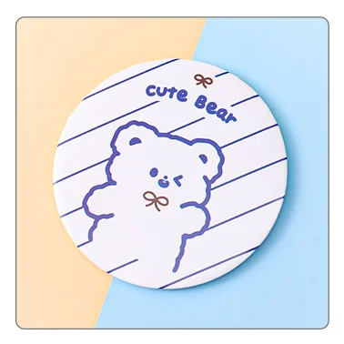 Cartoon Small Mirror Cute Girl Heart Makeup Small Round Mirror Students Small Gifts Portable Pocket Mirror Personalized Silver