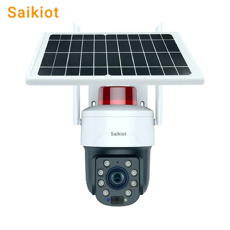 Saikiot Tuya Smart 5MP 30X Optical Zoom Solar Power Battery PTZ Camera 4G WIFI Solar Powered Wireless Outdoor Solar Camera