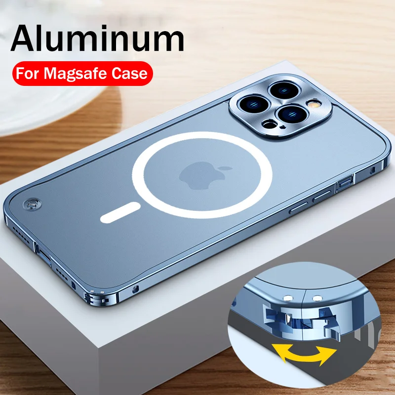 Metal Matte Translucent Aluminum Alloy For Magsafe Magnetic Wireless Charging Phone Case For iPhone 14 13 12 11 Plus Pro Max