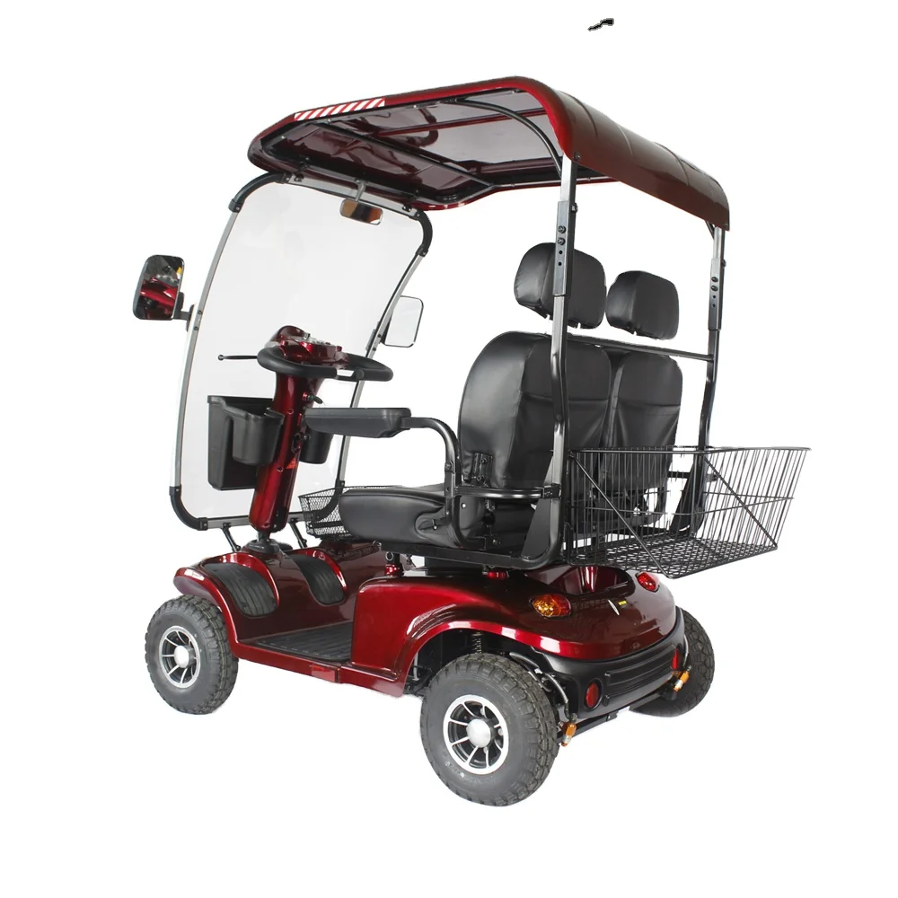 40-60km Endurance Four Wheels Two Person Mobility Scooter Electric Double Seat Mobility Scooter For Golf