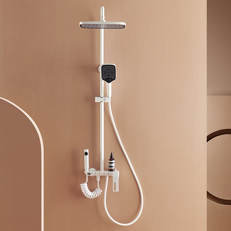 2023 Bathroom piano key shower head faucet luxury white piano key hot cold shower set