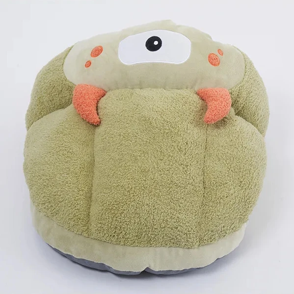 New Winter Slippers-Style Cartoon Monster Pet Bed, Playful Yurt Cat House, Comfortable and Warm Semi-Enclosed Pet Nest
