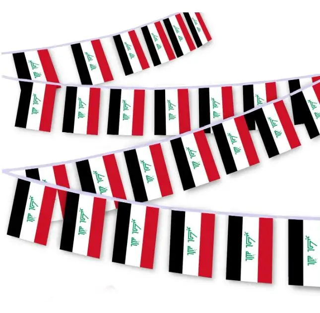 Iraq Flag String Iraqi Bunting Decoration Banner for Outdoor Indoor Patio Yard Decor