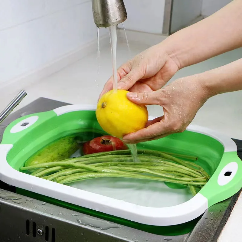 Многофункциональная кухонная корзина складная разделочная