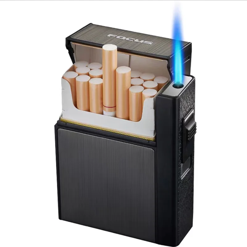 wholesale portable  metal cigarette case with rechargeable lighter  cigarette case with usb lighter