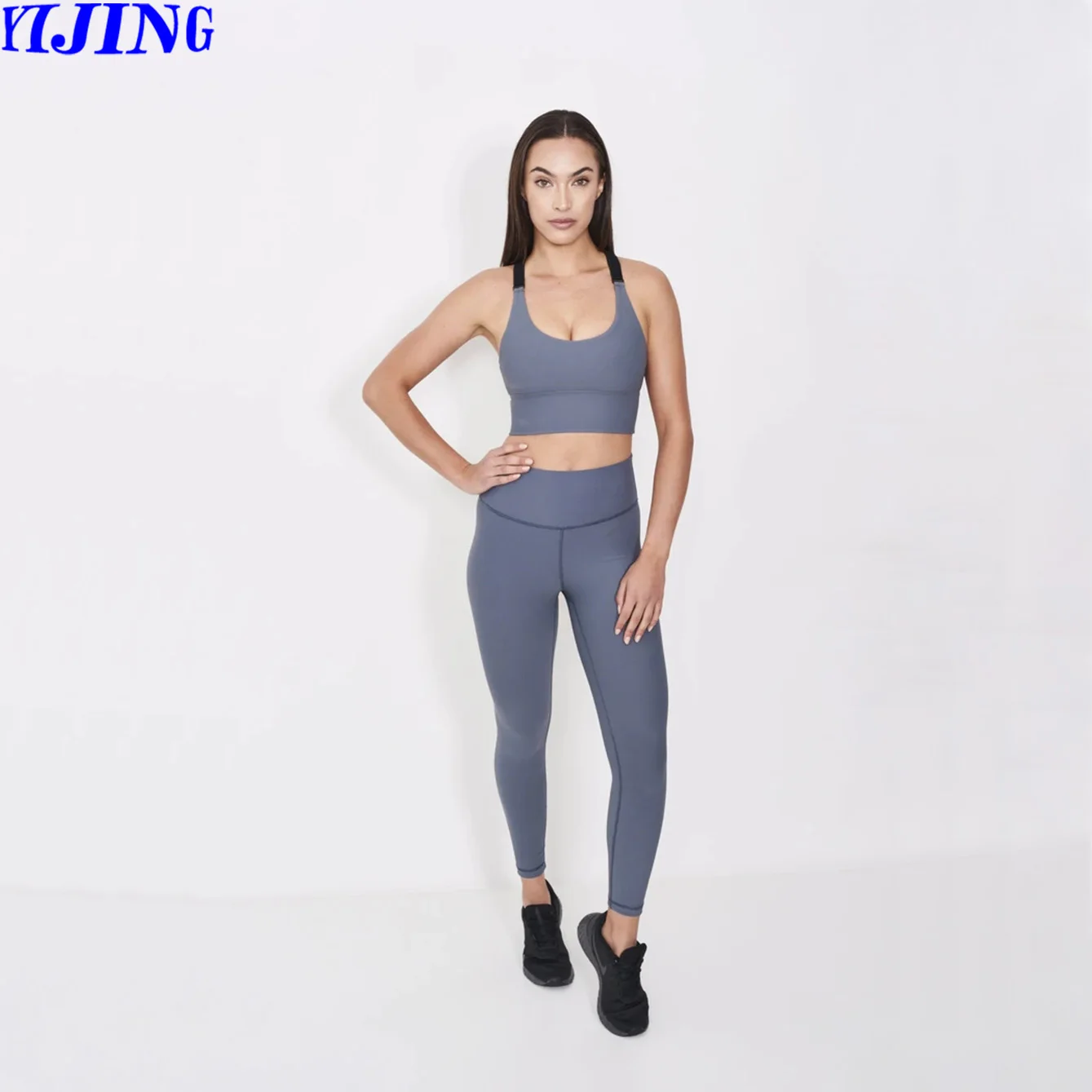 Custom Ribbed High Waist Yoga Jogger Pants Push Up Sports Bra Yoga Set Gym Wear Fitness Leggings Set Yoga Clothing