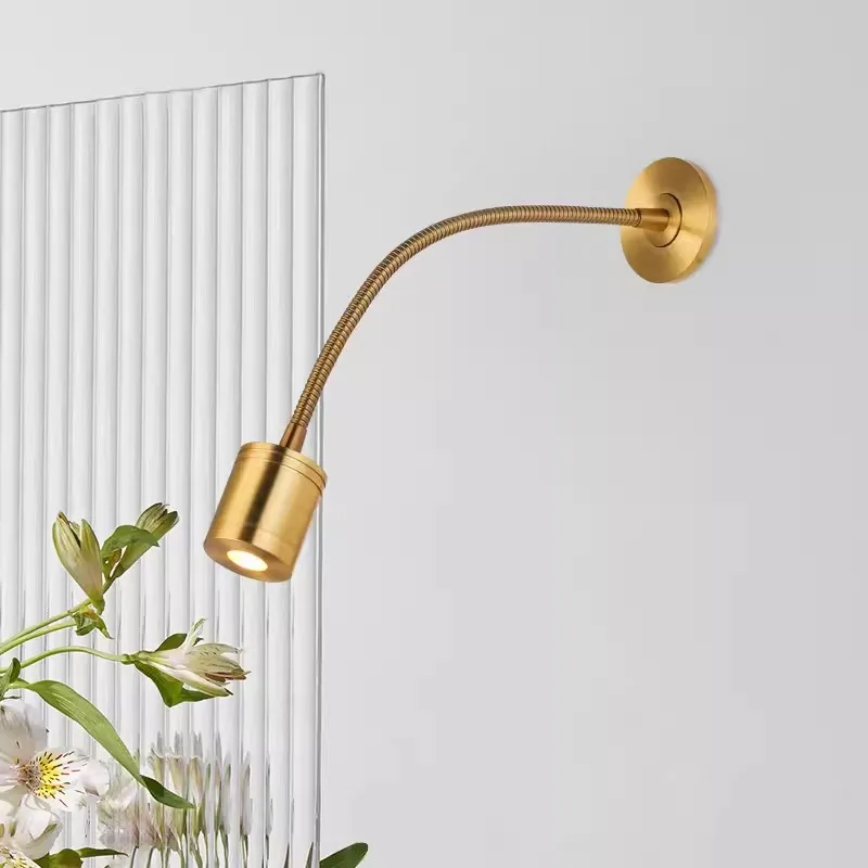 Modern gold embedded hotel headboard LED hose can be rotated to customize reading wall lights