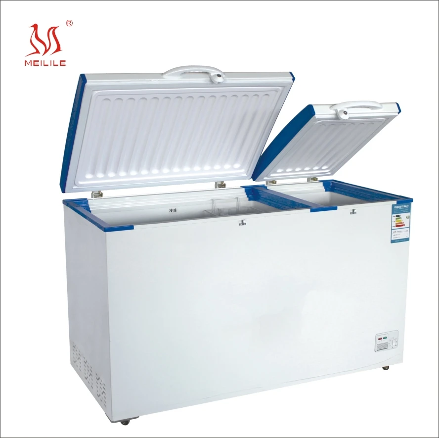 Meilile BCD-135 two compartments Solar powered DC refrigerator freezer