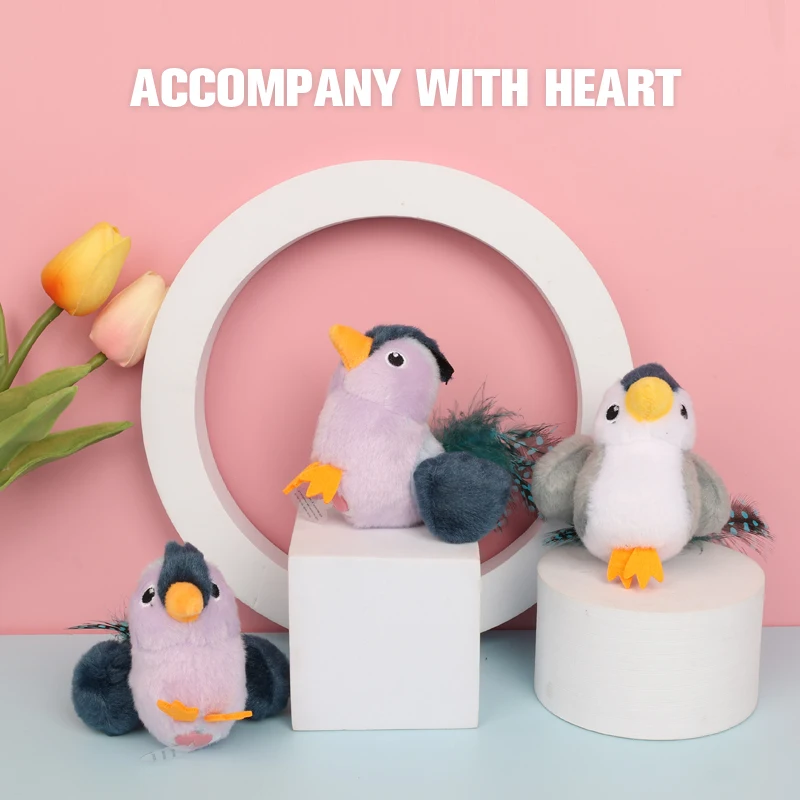 Factory Wholesale Bird Shape Interactive Cat Teaser Plush Toy