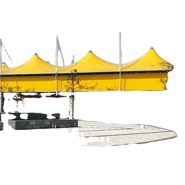 PVDF tensile fabric roof cover petrol station membrane structure sunshade canopy manufacturers