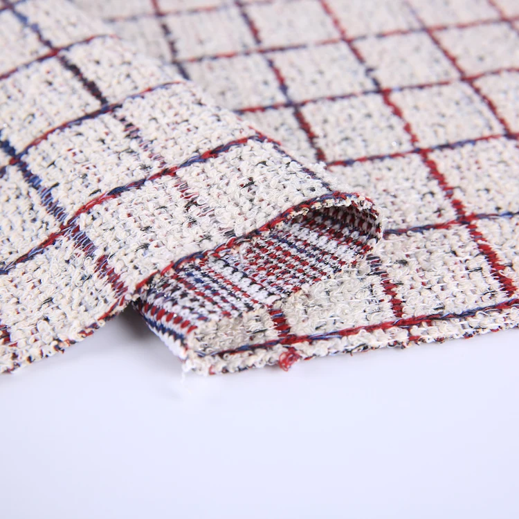 
Elegant Polyester Rayon Cotton Knit Yarn Dyed Hacci Jacquard Fabric For Ladies Overcoat 