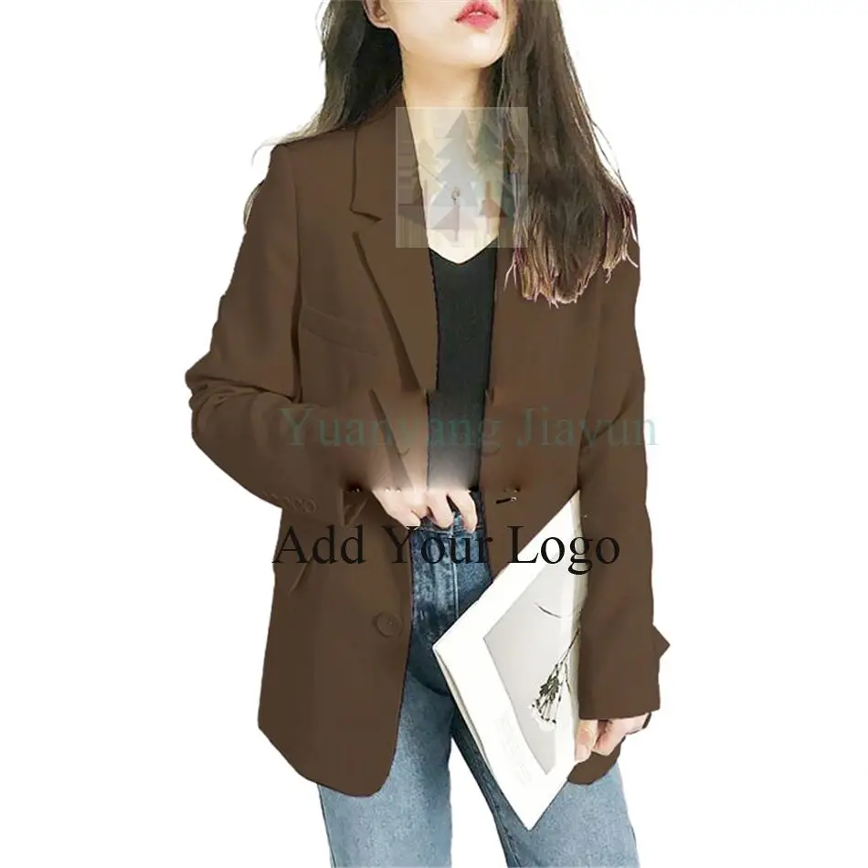 Casual Long Style Uniform Blazer Plus Size Blazer Women Simple Single Breasted