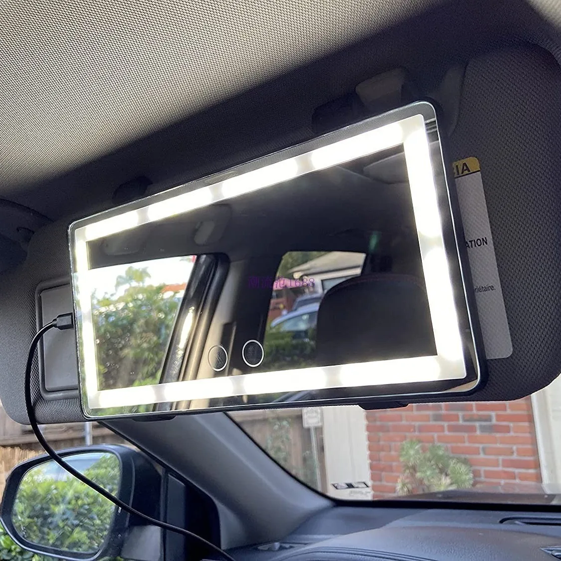 Rechargeable Makeup Car Visor Mirror Vanity Mirror LED Light Strips High Definition Touch Switch Universal LED Cosmetic Mirror