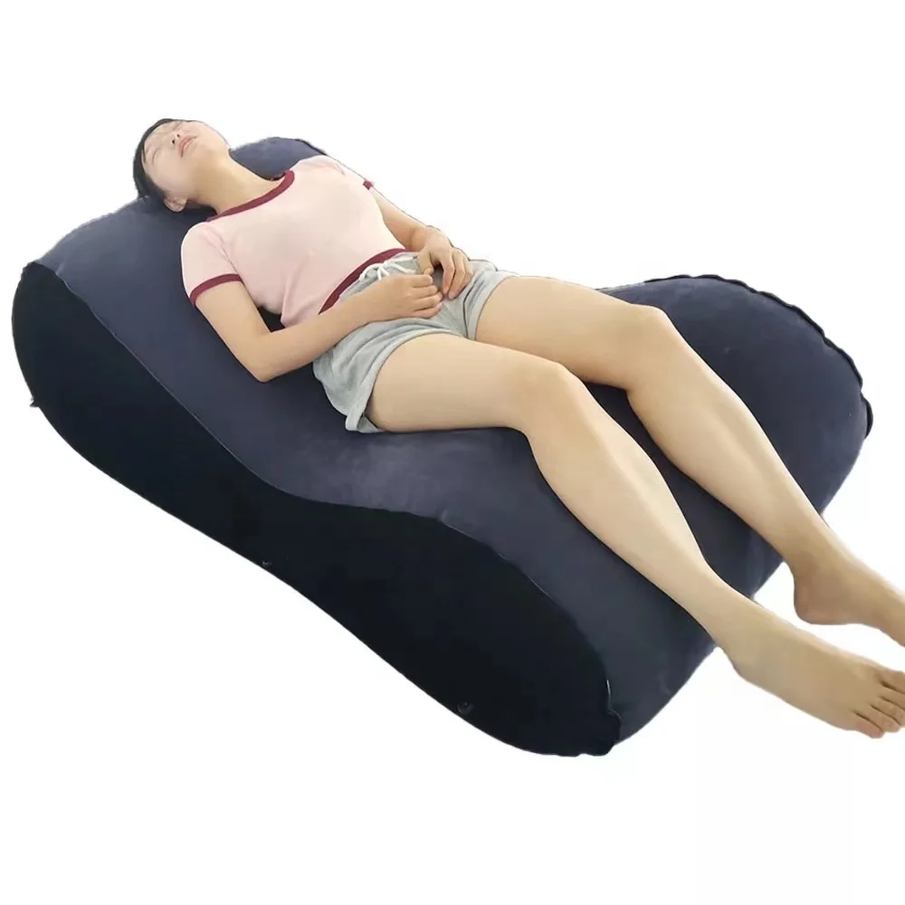 Wholesale  PVC Flocking Inflatable Leisure Lazy Sofa Lounge Sofa Bed Inflatable Movie Chair Couch Sofa