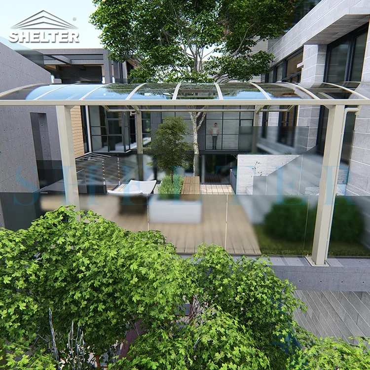 Freestanding Porch Polycarbonate Cover Modern Designs Aluminum Carport with Arched Roof