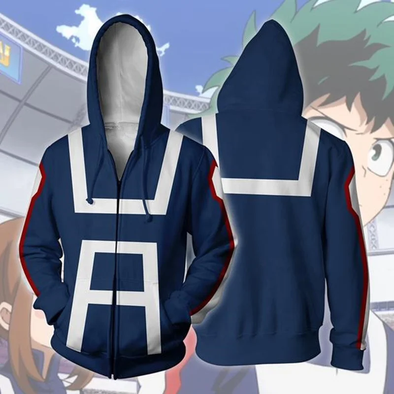 
Wholesale my hero academia custom made sublimation print quick dry hoodies 