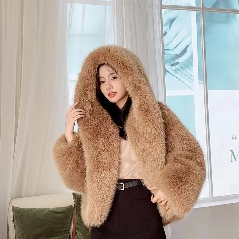 Luxury Winter Coat Ladies New Slim Overcoat Style XS Size Faux Mink Fur Jacket Short Style Real Leather Material Luxury Parkas