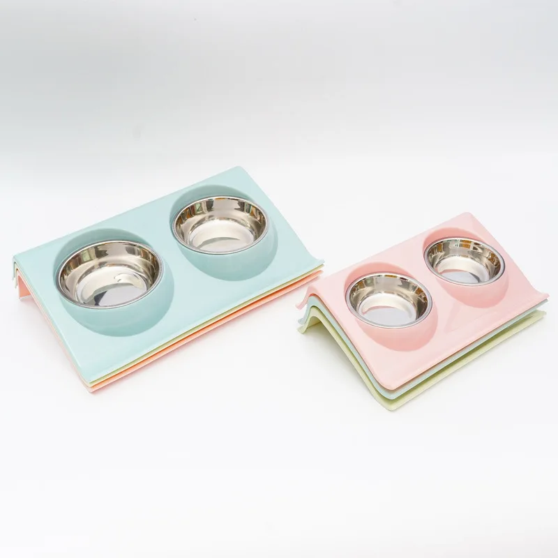Factory Price Premium Stainless Steel Pet Double Bowls and Feeders With No-Spill Resin Station Stainless Steel Pet Bowl