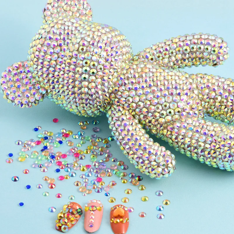 Manufacture Wholesale Nail Supplies 24 Grid Box Set Press on Nail DIY Rhinestones Crystal Diamond Colorful Nail Art Accessories