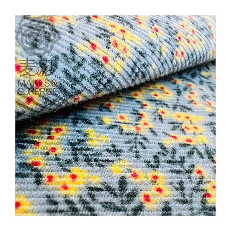 Custom Textile Fabric Printing Cotton Corduroy Fabric Stretch Velvet Corduroy Floral Fabric For Clothes Garment