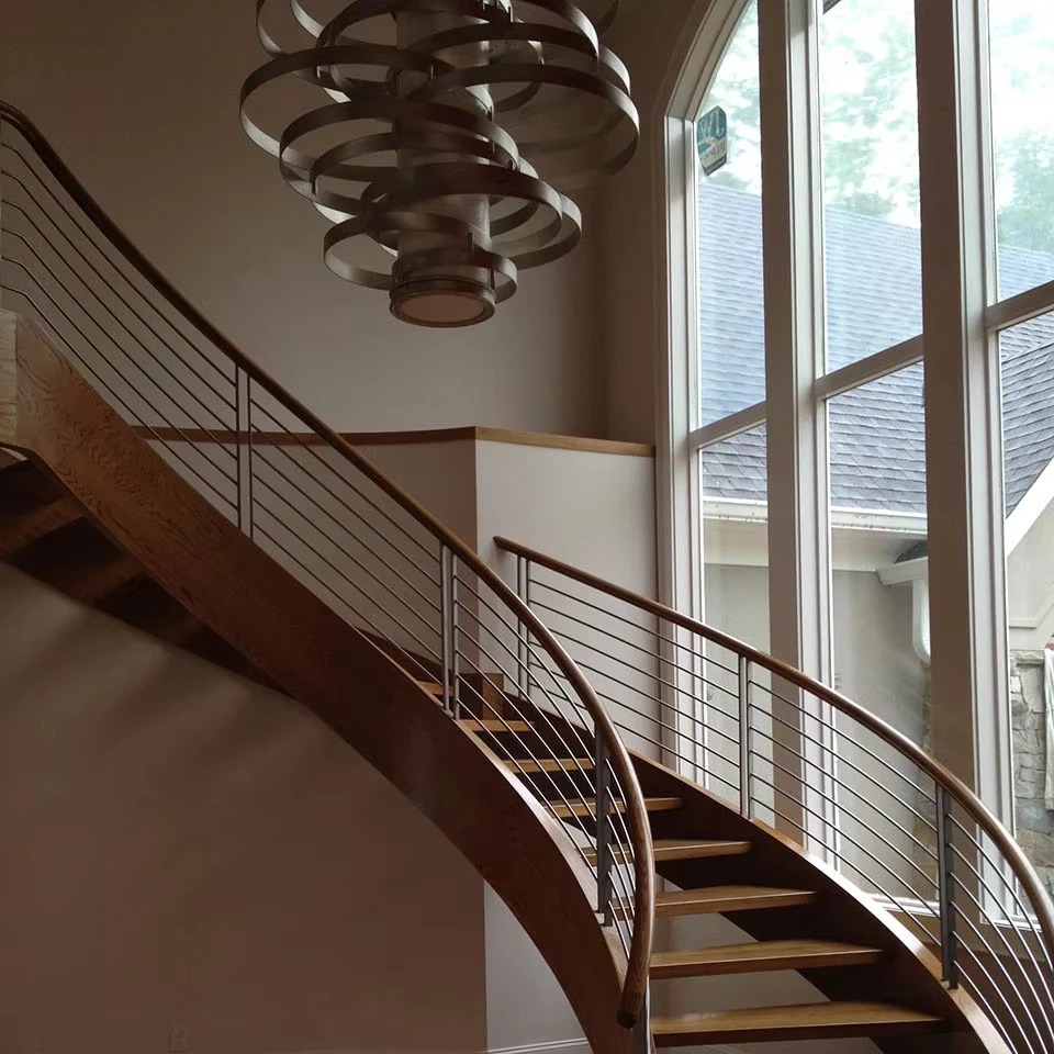 CBDMART Arc Wrought Iron curved acrylic staircase Prefab Cast Iron Stair Treads For Wooden Steps Indoor
