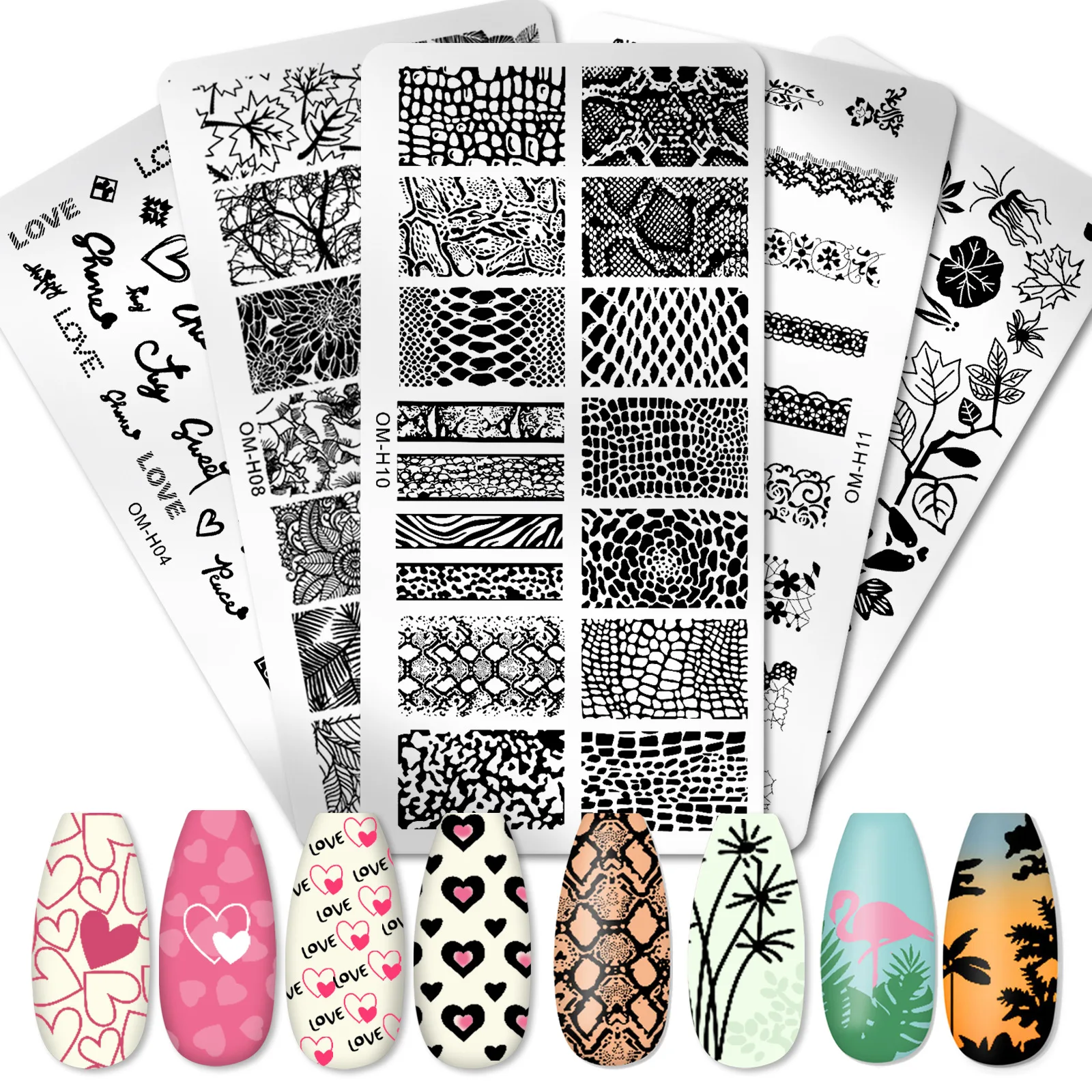 3D DIY 8 Pcs Starry sky Constellation nail stamp templates With Scraper Lace animal Owl flower heart designer nail stamp plate