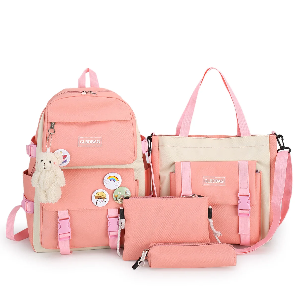 
Six-piece Student Large Capacity Custom Canvas School Bags Travel Waterproof Backpack For Girls 