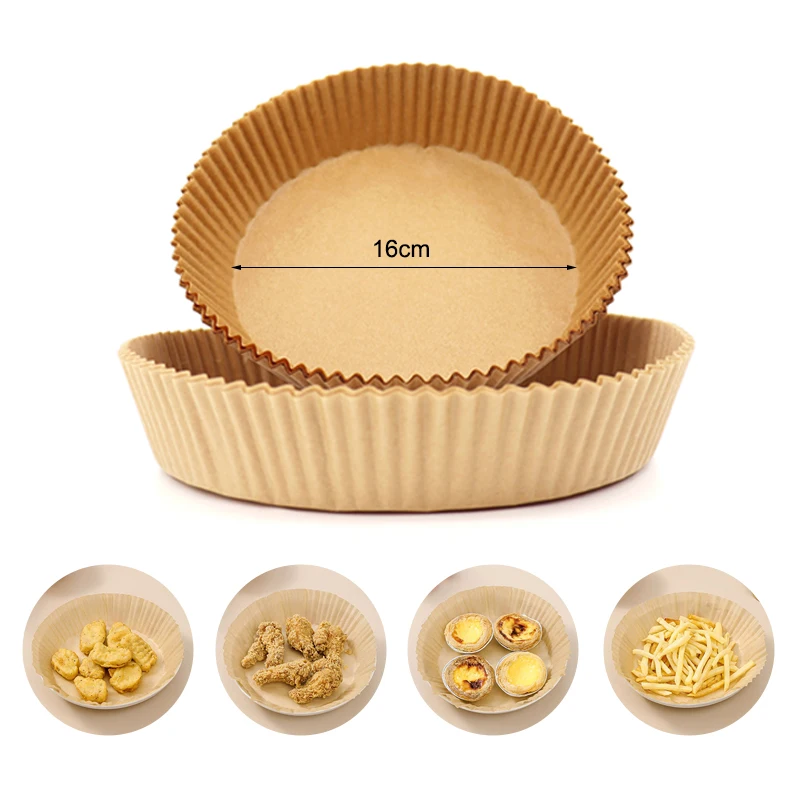 Food Grade Round Brown Baking Parchment Paper Nonstick Air Fryer Parchment Paper Disposable Air Fryer Paper Liners