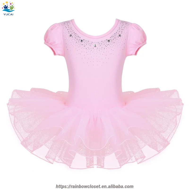 Hot sale kids professional ballet dress girls short sleeves Leotard danc stage ballet dress costume