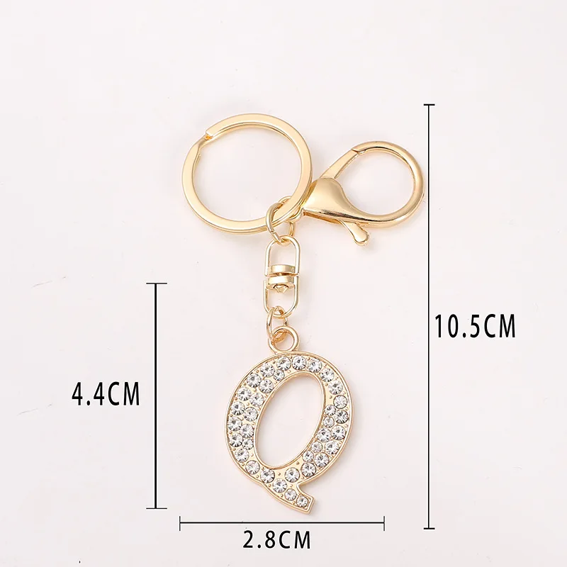 OEM manufacturer souvenir gift diamond crystal rhinestone custom initial shape key holder rhinestone character keychai
