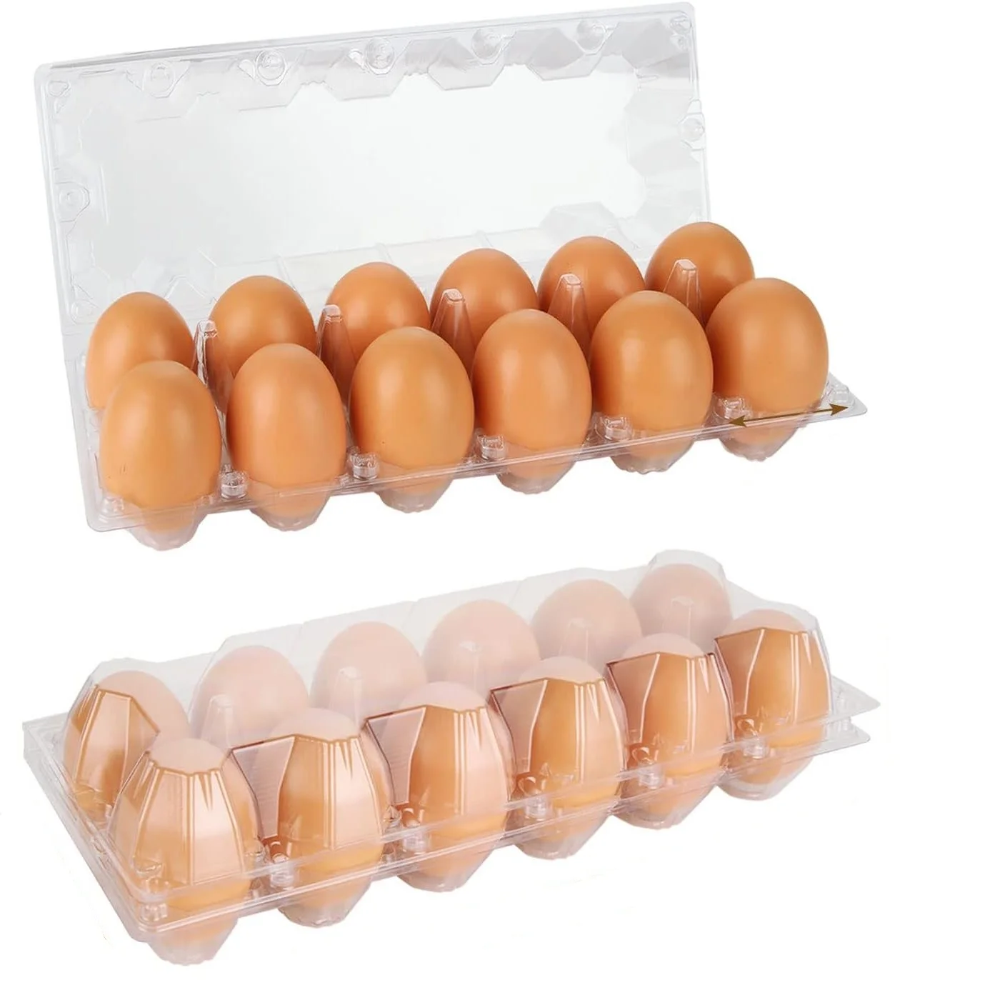wholesales PET  Plastic EggTray Disposable  Packaging Egg Cartons 2*6 Holes Egg Packaging Boxes