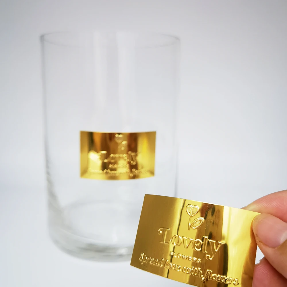 Custom Luxury Sticker Design with Gold Foil Labels For Vase Glass Bottle