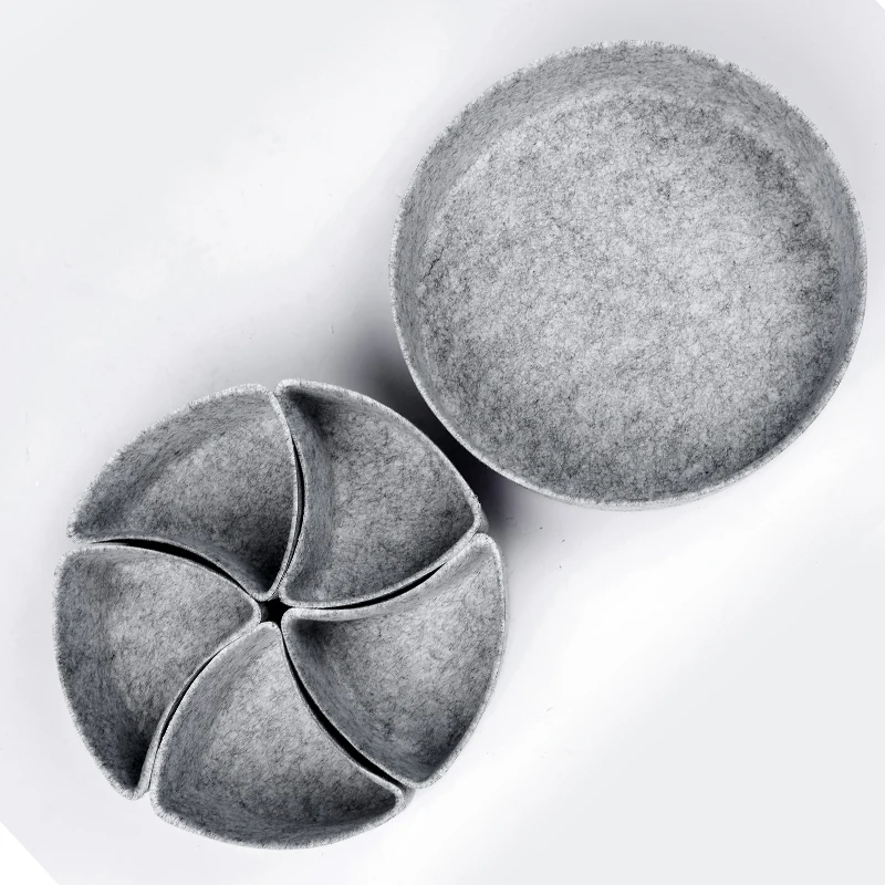 Multifunctional home organizer hard felt storage boxes round drawer organizer tray dividers bins