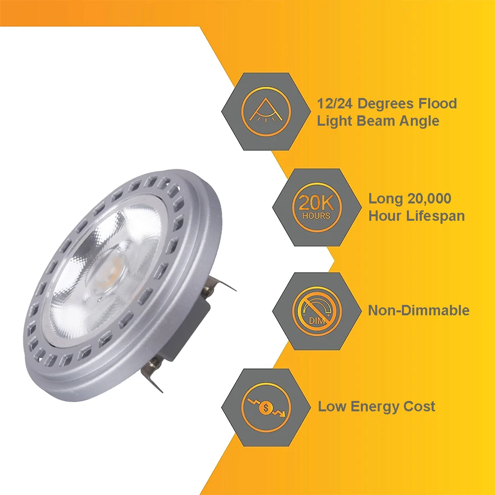 AR111 COB LED Spotlight 15W adjustable lamp G53 GU10 bulb Beam Angle LED embedded ceiling light source