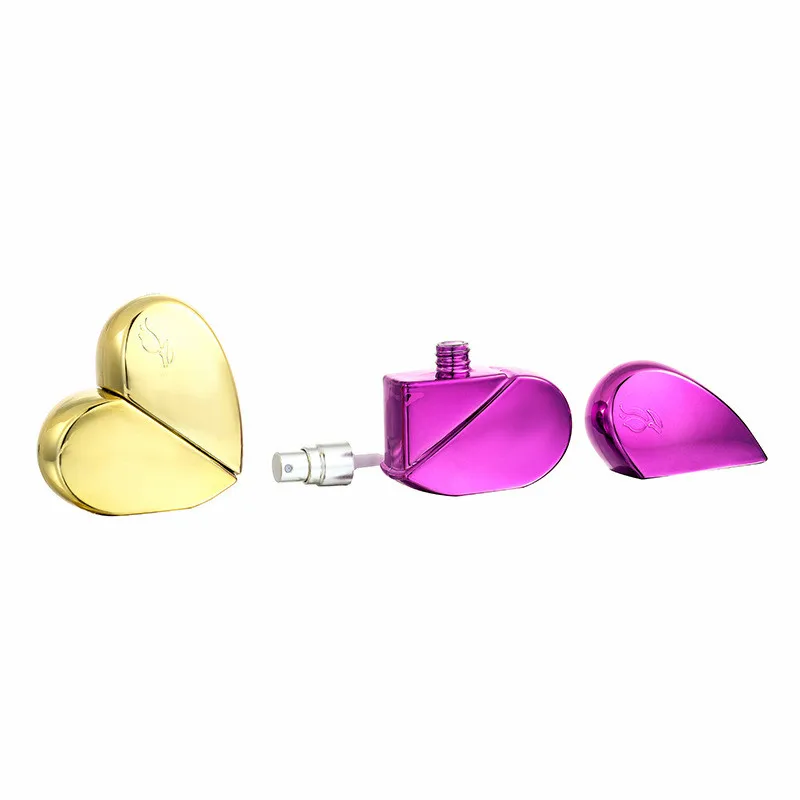 Hot Selling Wholesale Available Different Colors 25ml Heart Shaped Perfume Empty Bottles Portable Sweet Mini Perfume Bottle