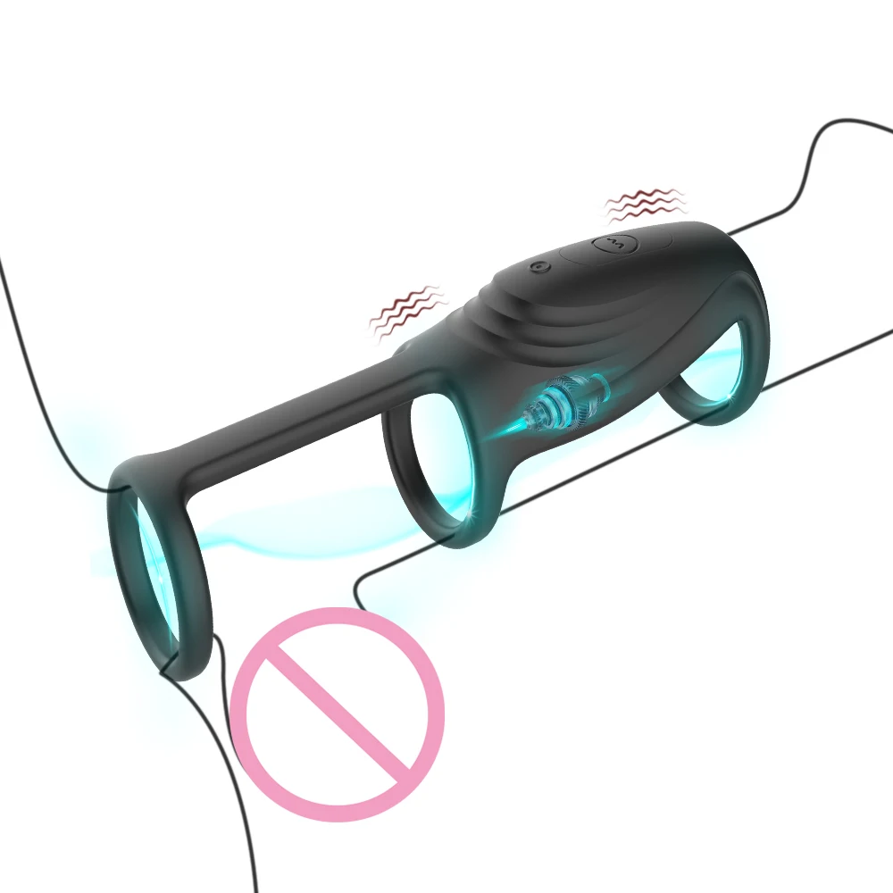 Remote Control Male Electric Shock Wave Massager Stimulates Ring Lock Durable sex toys silicone vibrating cock rings for men