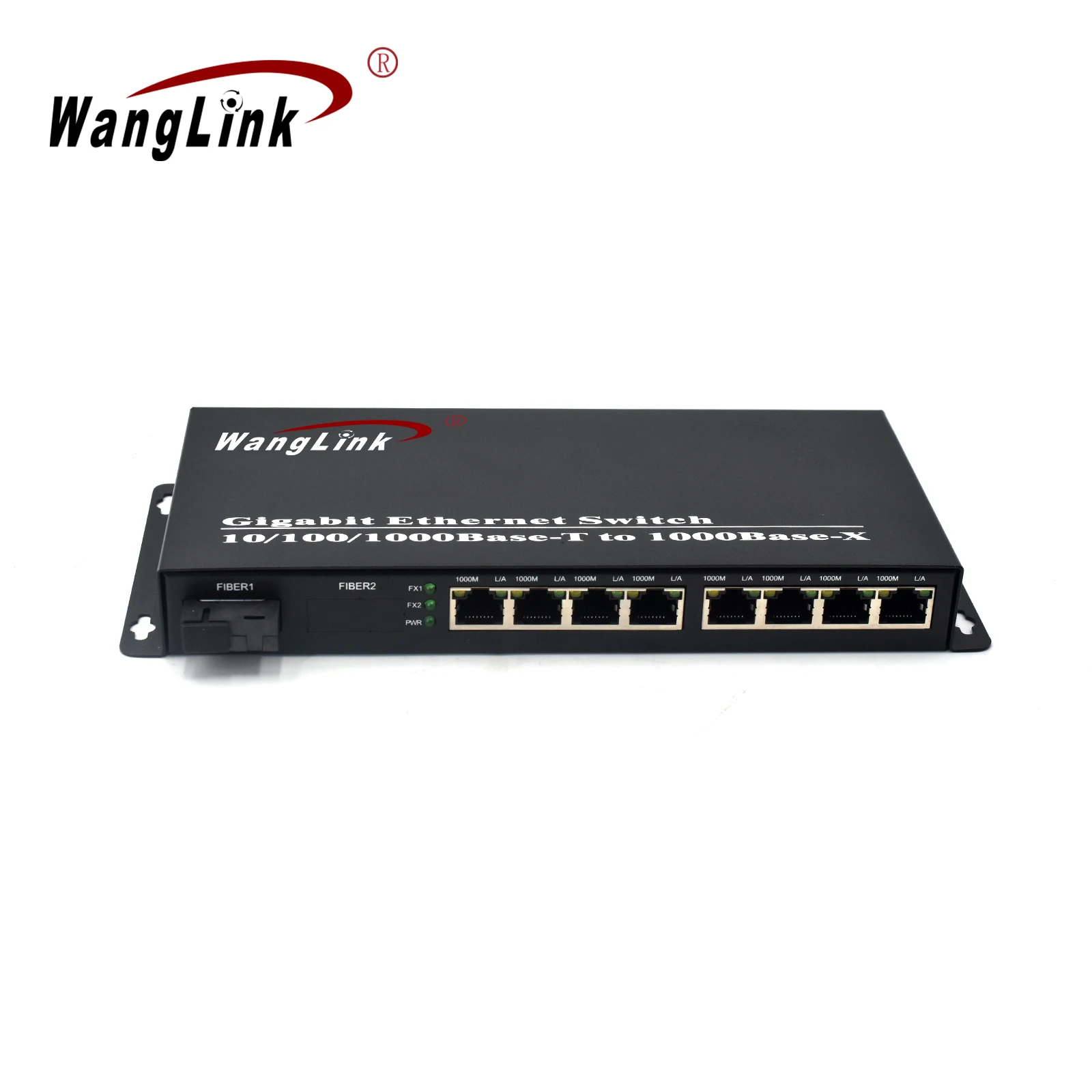 Wanglink desktop and wall mount one SC port eight RJ45 port Gigabit ethernet media converter fiber/T Transceiver