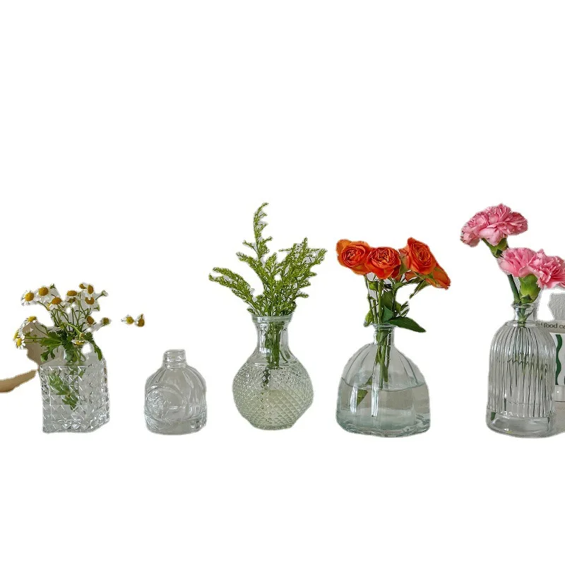 Vintage Style Transparent Embossed Glass Vase