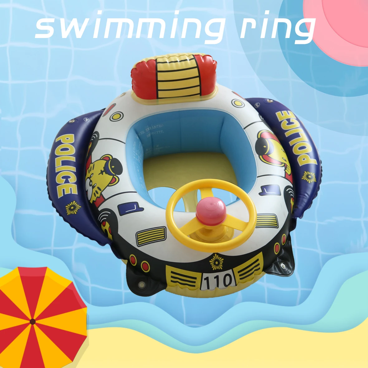 Panda Car Shaped Baby Float Swimming Ring Inflatable Baby Float Seat for Water Fun