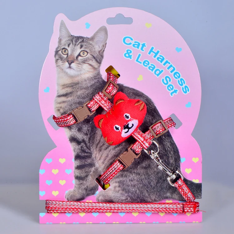 High Nylon Quality Cat Accessories Adjustable Cute Cat Harness and Leash with Bear