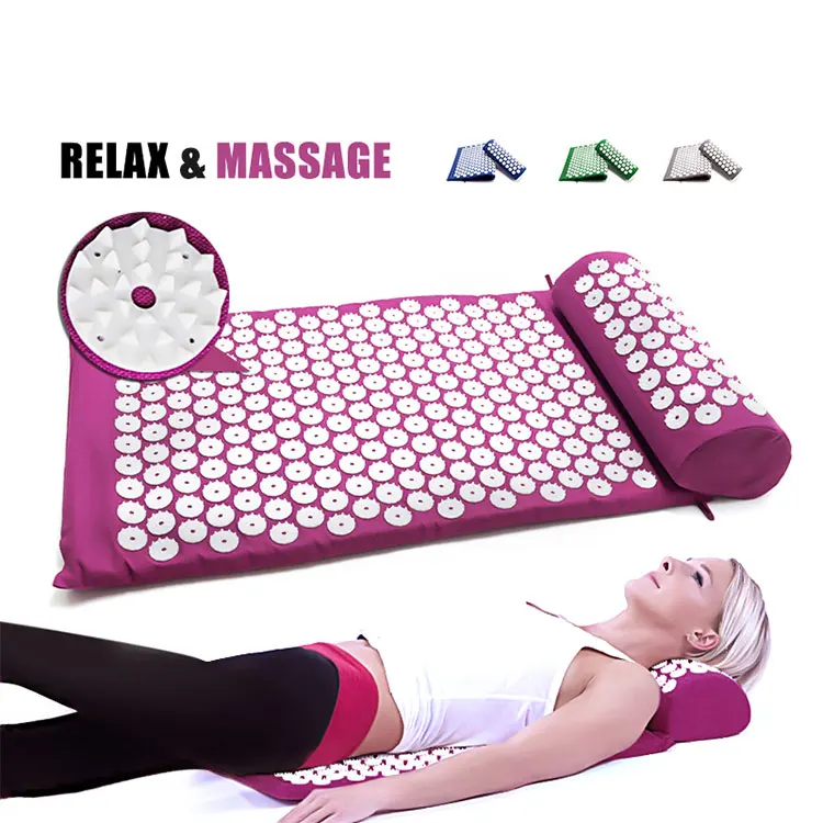 Private Label Yoga Massage Linen Cushion Home House Cotton Acupressure Mat and Pillow Set