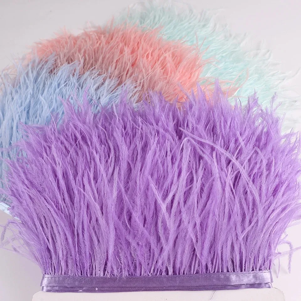 Cheap sale 8-10 cm black Fluffy Colorful curly Ostrich Feather trim fringe for party dresses decoration