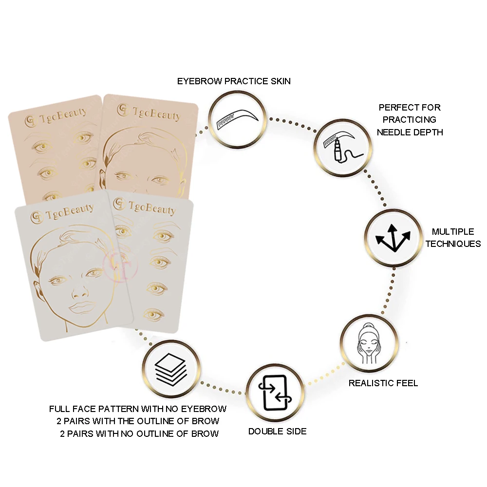 Wholesale Double Sides Silicone Practice Skin Facial Brow Lip Permanent Makeup Tattoo Skin for Tattoo Machine Practice