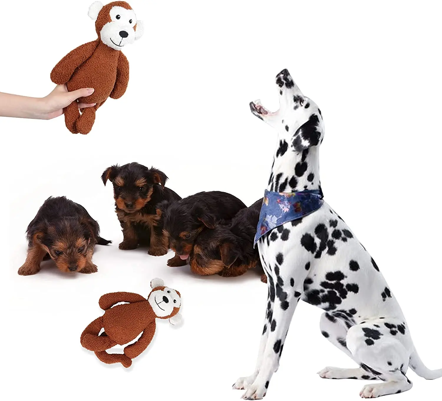 wholesale plush dog toy stuffed monkey chewing toy sounding with squeaker toy for training interactive tug-of-war teeth cleaning