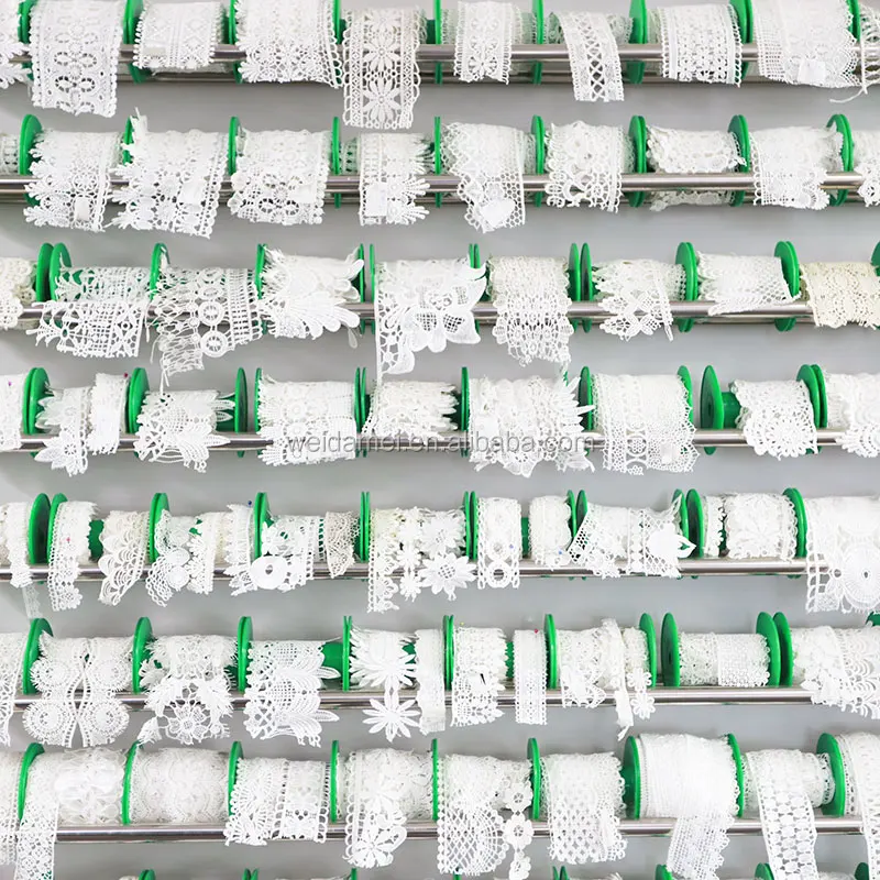 
Low MOQ Cheapest Stock Wholesale Embroidery chemical corded Lace Handmade Trim with beaded Guipure Lace mirrored Trimming 