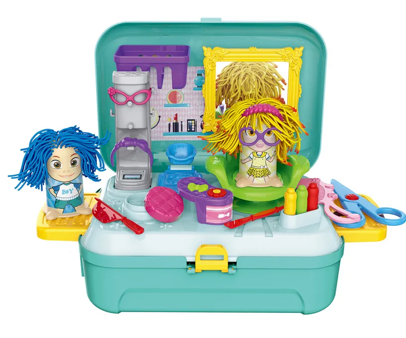 Boy and girls pretend play DIY engineering set with  color dough children backpack series