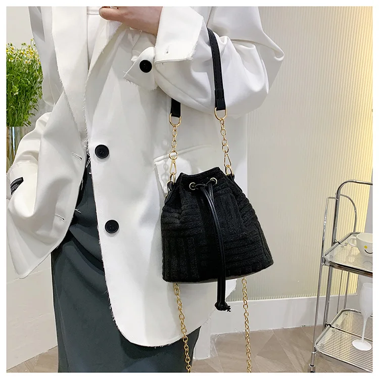 2022 Wholesale Ladies Famous Brand Luxury Leather Sling Handbags Drawstring Printed Custom Logo Bucket Bag Women Hand Bags